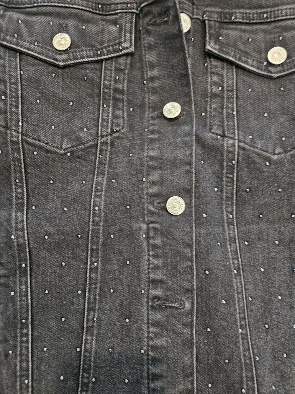 NWT Mavi Black Studded Denim Jacket Size S Retro Avant Garde Casual Feminine - Picture 3 of 8